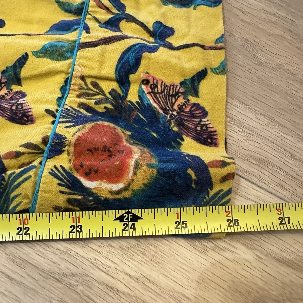 Anthropologie Nathalie Lete Yellow Floral Butterfly Lounge Pajama Pants XL - Picture 6 of 6